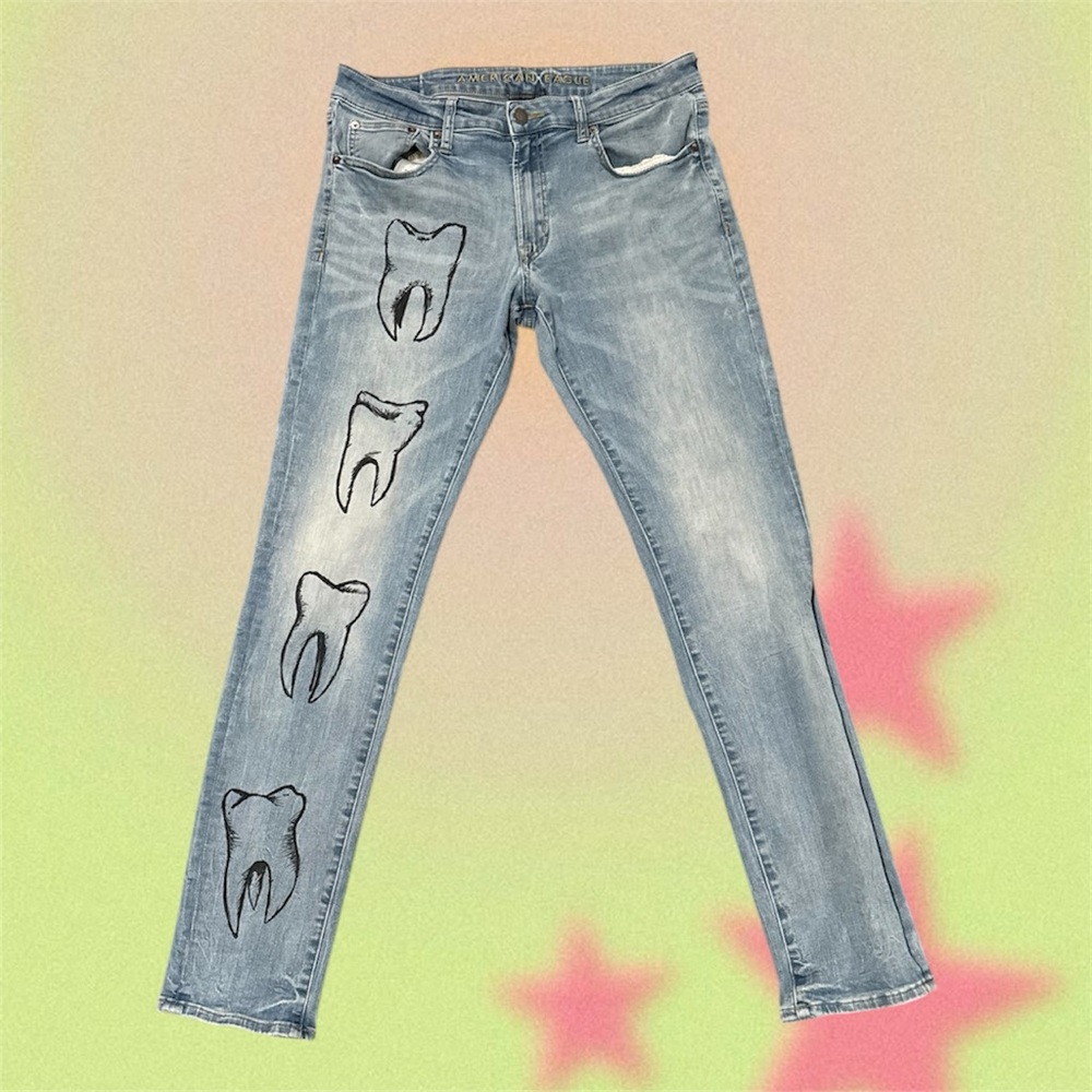 Light Blue Denim with Teeth design